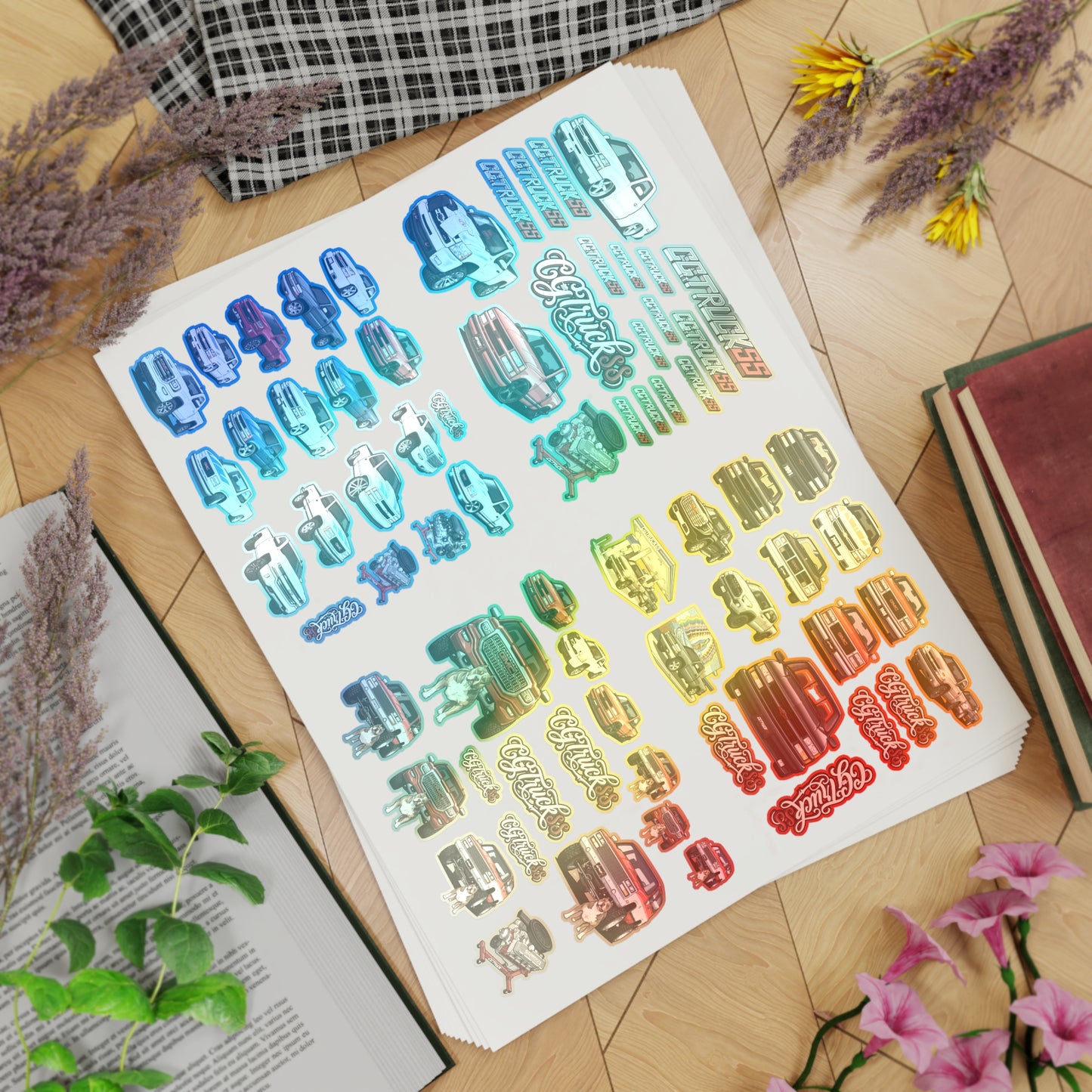 Holographic Truck Sticker Sheet Bundle — 10-Piece Car & Pickup Decals