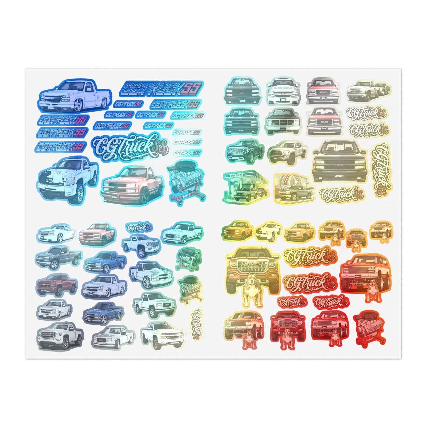 Holographic Truck Sticker Sheet Bundle — 10-Piece Car & Pickup Decals