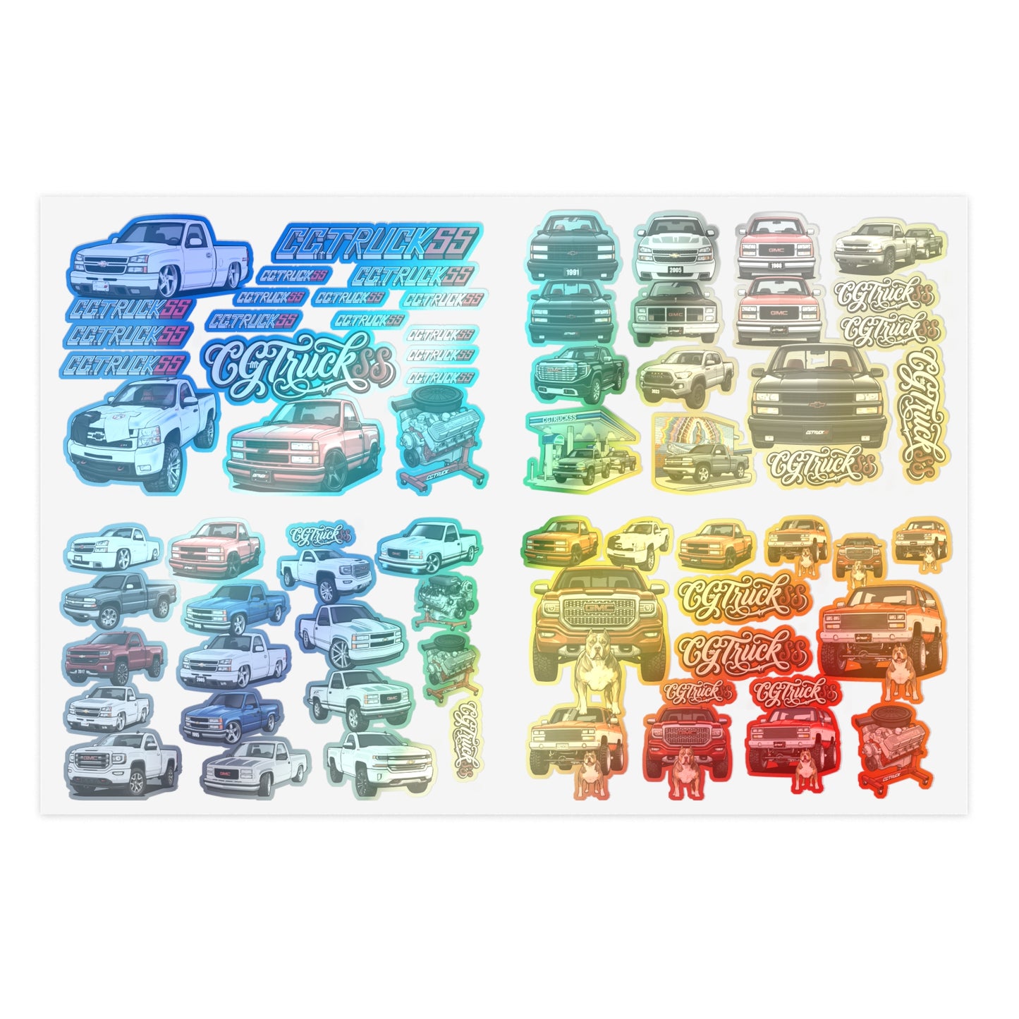 Holographic Truck Sticker Sheet Bundle — 10-Piece Car & Pickup Decals